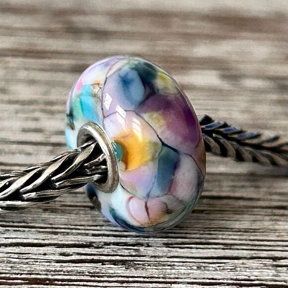 Summersday Artisan Trollbeads Style Trollstone Pastel Muted Blue Purple Teal NEW - Picture 9 of 11